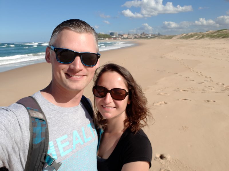 photograph of aaron and amy on nobody's beach in newcastle australia