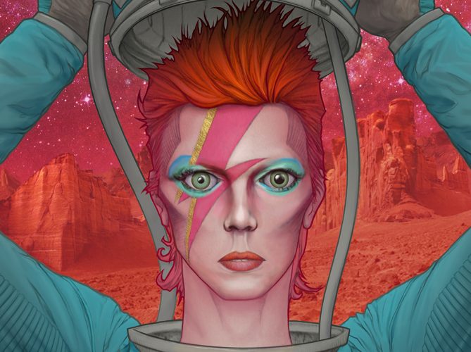 A digital artwork that pays tribute to the greatest artist ever, David Bowie. Available on this website as a jigsaw puzzle by Pandemic Puzzles