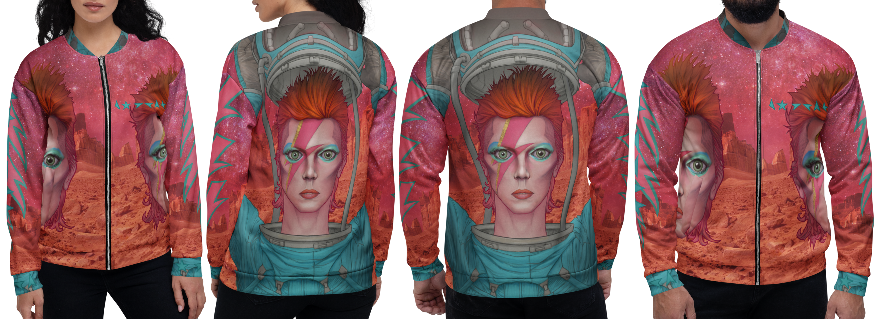 David Bowier: Ziggy Stardust on Mars Bomber Jacket Limited Edition numbered clothing for sale online for a limited time. Only 10